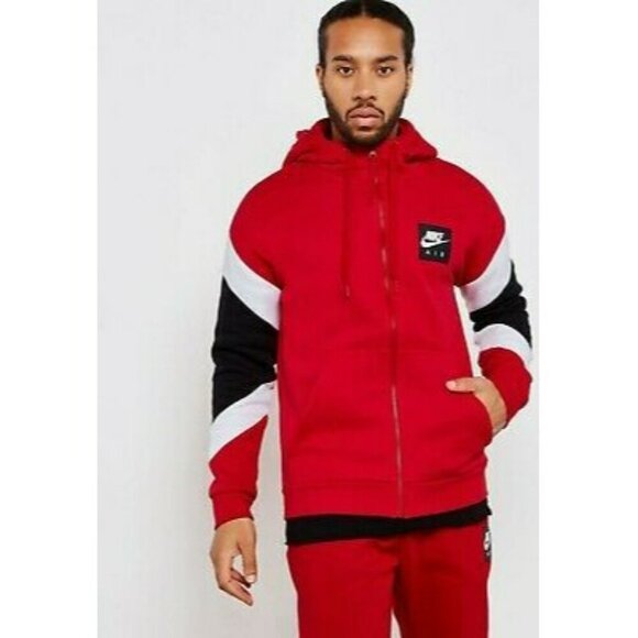 Nike Air Mens Red Athleisure Long Sleeve Pockets Full Zip Hoodie Jacket US Sz S - Picture 2 of 16